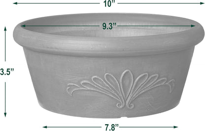 Arcadia Garden Products PSW TA30TP Plastic/Stone/Wood Composite Bulb Pan – No Drainage Hole (Drillable), Planter Bowl for Succulents, Bonsai, Fairy Gardens, Herbs,12-Inch, Taupe