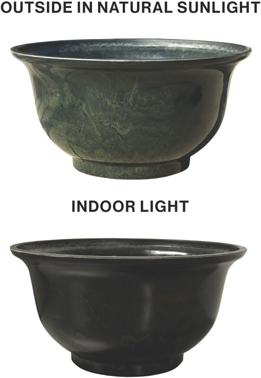 Classic Home and Garden Venetian Deep Bowl 12.5" Planter, Gray Granite