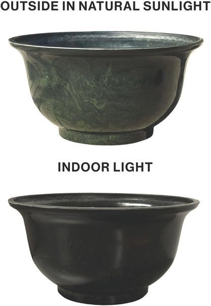 Classic Home and Garden Venetian Deep Bowl 12.5" Planter, Gray Granite
