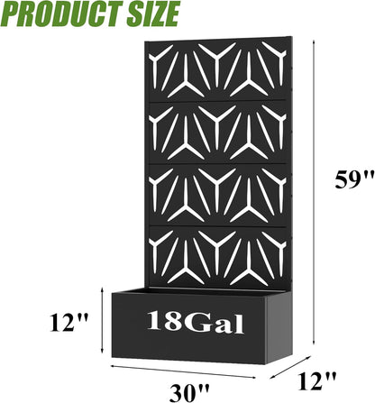 Casaphoria Metal Raised Garden Bed with Trellis and Wheels, 72"x47"x16" Planter Box for Climbing Plants, Vegetables & Vines, Features Drainage Holes and Privacy Screen (Black-Louver) - Colors A