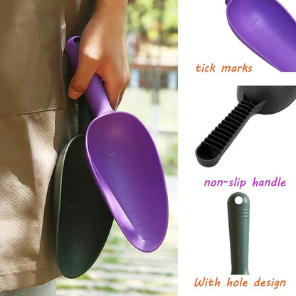 Plastic Garden Shovel Plant Hand Trowels 3 Pack Soil Planting Digging Transplanting Multi-Function Beach Sand Pet's Food Scoop Garden Tools