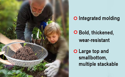 2PCS Soil Sifter for Gardening, Rock Sifter for 5 Gallon Bucket,Compost Sifter Dirt Sifter,Captures Dirt Rocks Sawdust Black Handle Upgrade Version