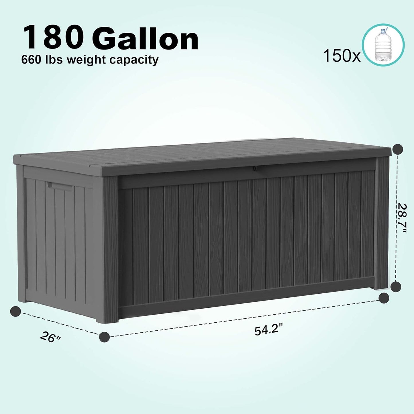 30 Gallon Outdoor Deck Box, Lockable Waterproof Outdoor Storage Boxes For Garden Tools,Indoor Cushions,Accessories Outside Storage Resin Weatherproof Container(Black)