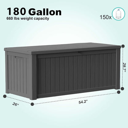30 Gallon Outdoor Deck Box, Lockable Waterproof Outdoor Storage Boxes For Garden Tools,Indoor Cushions,Accessories Outside Storage Resin Weatherproof Container(Black)