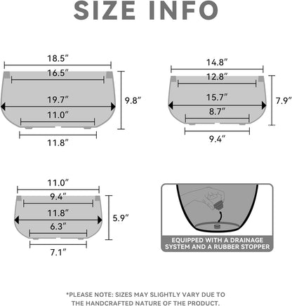 Kante 15.7" Dia Round Concrete Planter, Outdoor Indoor Garden Plant Pots with Drainage Hole and Rubber Plug, Modern Curvaceous Design, Slate Gray