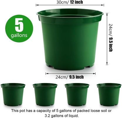 5 Gallon Nursery Pots (10-Pack) + 50ft Garden Hose with Spray Nozzle + 3-in-1 Soil Tester for Moisture/Light/pH | All-in-One Gardening Kit for Indoor/Outdoor Plants, Gardening Gifts for Women