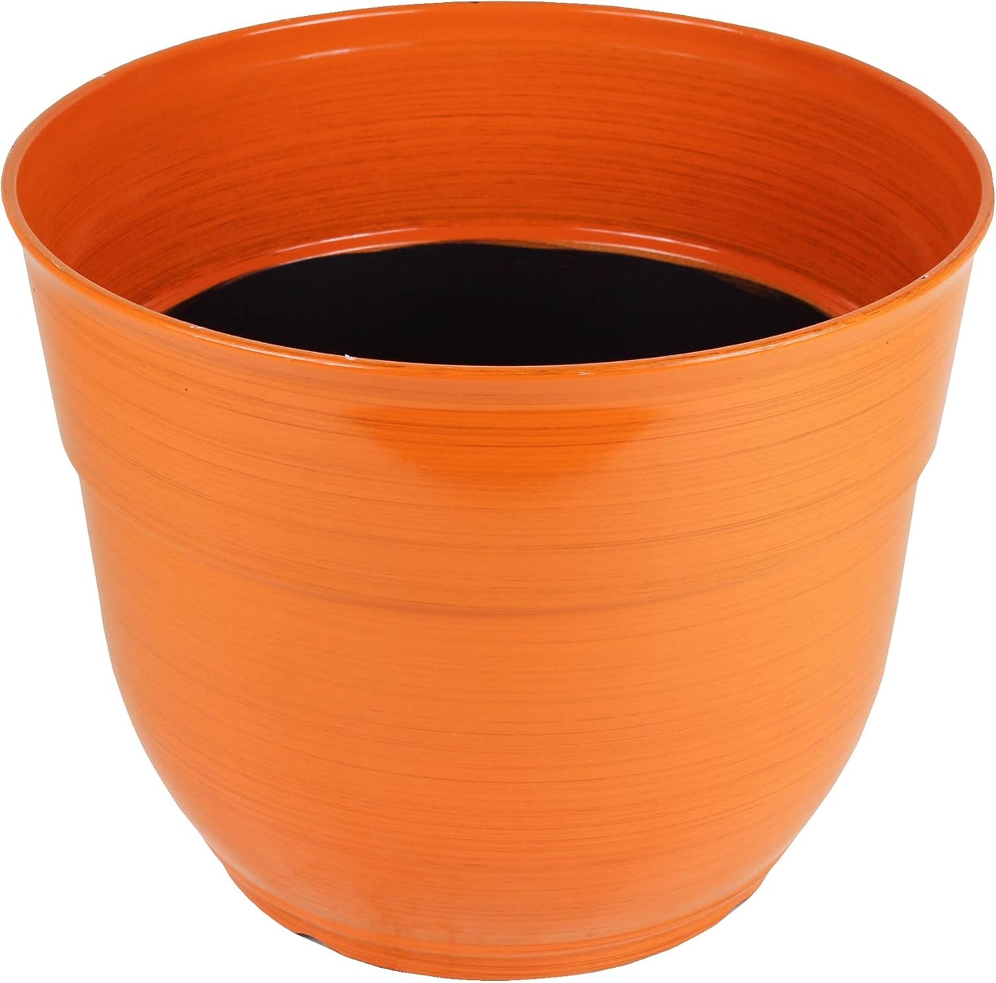 Garden Elements Indoor/Outdoor Glazed Brushed Happy Plastic Planter, Large, Bright Pink, 15"