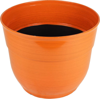 Garden Elements Indoor/Outdoor Glazed Brushed Happy Plastic Planter, Large, Bright Pink, 15"