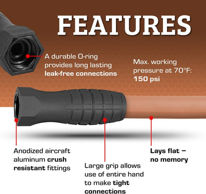Flexzilla Garden Hose 5/8 in. x 50 ft., Lightweight All-Weather Water Hose, Durable and Flexible, Leak-Free Connections