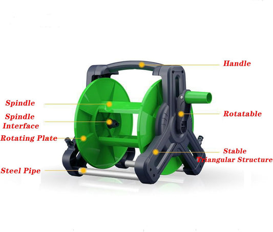 Garden Hose Reel 3/8'' x 50 ft, Portable Retractable Water Hose Reel with Hose Nozzle, Wall/Floor, Car Washing, Watering (Green, 3/8" (inches) x 50' (feet))