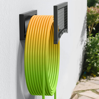 Garden Hose Holder, Heavy Duty Freestanding Metal Stand, 165FT Garden Hose Storage with 4-Spike Stable Base, Rustproof Water Hose Holder for Outdoor Yard Lawn Garden Black