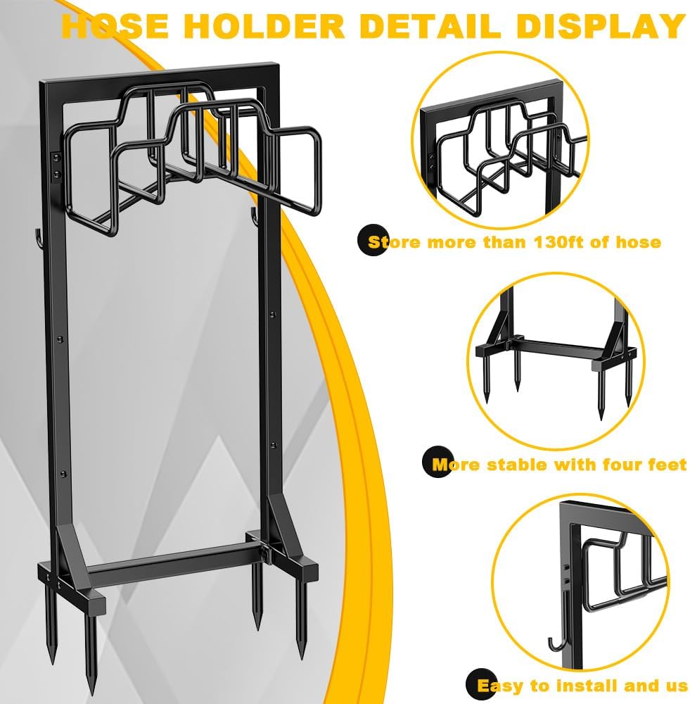 Skycarper Garden Hose Reel Holder Water Hose Hanger Organizer Stand,Black