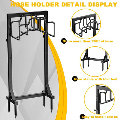 Skycarper Garden Hose Reel Holder Water Hose Hanger Organizer Stand,Black