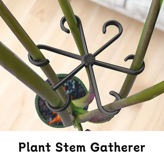 4 Pcs Plant Stem Support Reusable Plant Growth Accessories, Different Sizes Climbing Plant Stakes for Indoor Plants to Decorative (Black)