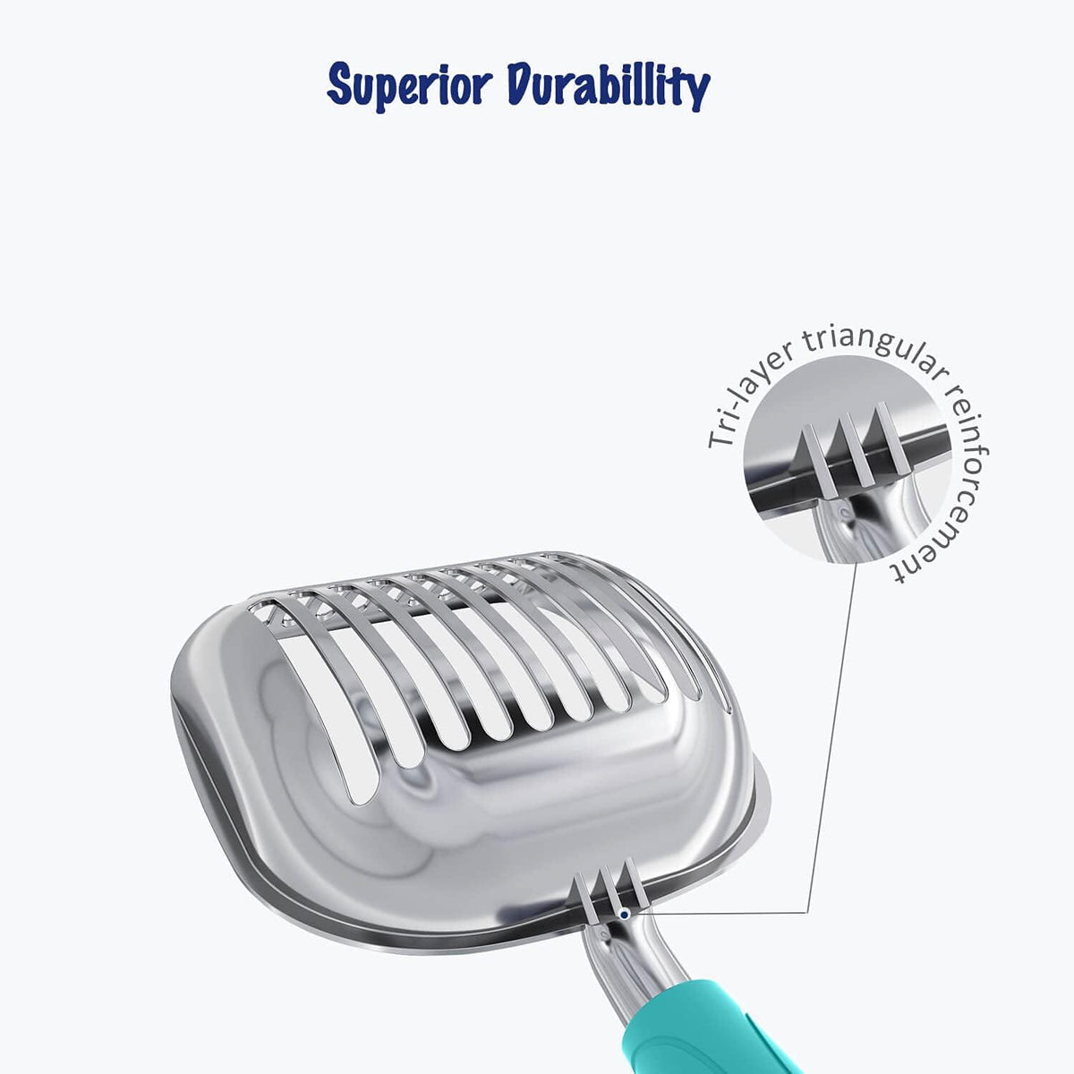 Cat Litter Scoop, Aluminum Alloy Sifter, Kitty Metal Scooper, Deep Shovel, Long Handle, Poop Sifting, Kitten Pooper Lifter, Durable, Heavy Duty, for Litter Box