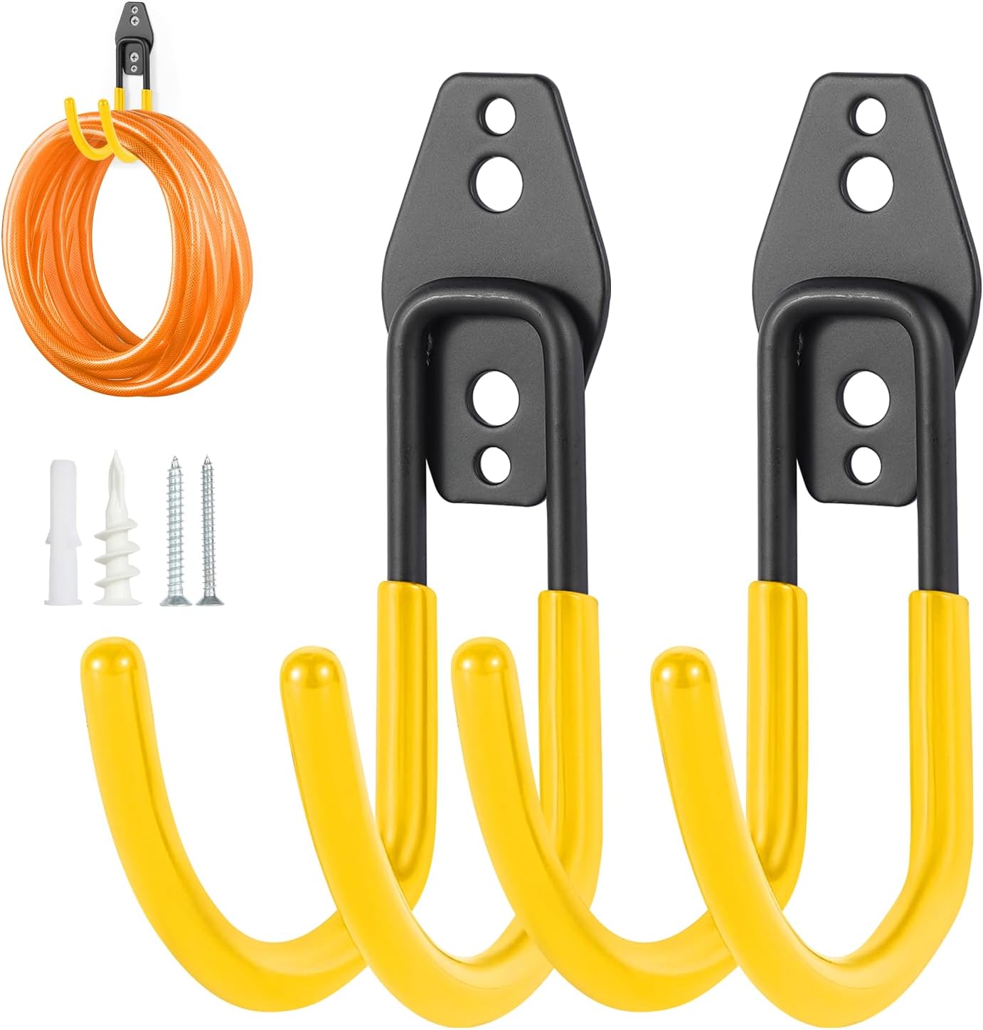 Hose Hanger Wall Mount 2 Pack,Heavy Duty Hose Holder with Screws Metal Hose Hangers for Outside,Hose Rack Suitable for Garage,Garden and Yard