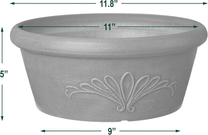 Arcadia Garden Products PSW TA30TP Plastic/Stone/Wood Composite Bulb Pan – No Drainage Hole (Drillable), Planter Bowl for Succulents, Bonsai, Fairy Gardens, Herbs,12-Inch, Taupe
