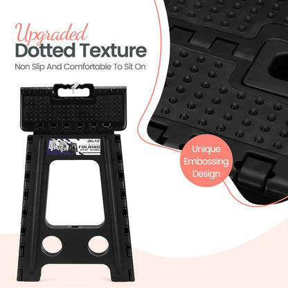 Folding Step Stool 13 Inch,300 Lbs Step Stool for Adults Black
