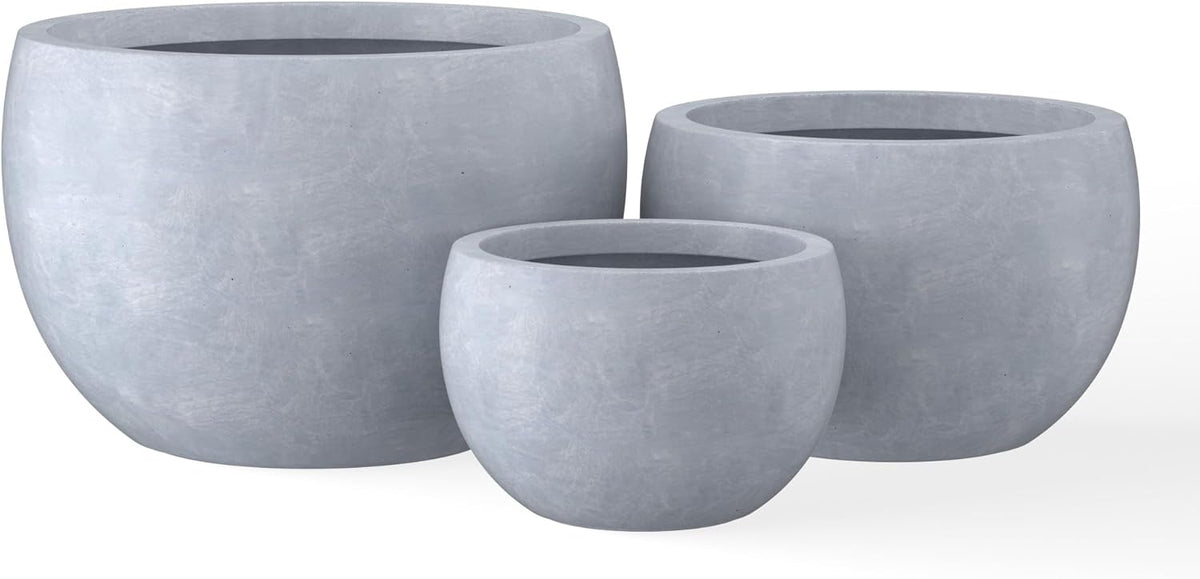 Large Round Bowl Vintage BRN Concrete Planter 19.9" Dia, Outdoor