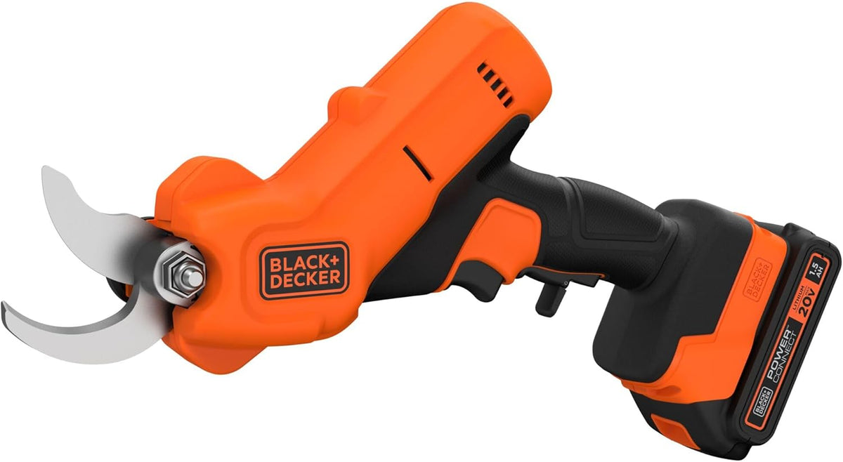 BLACK+DECKER 20V MAX* Cordless Pruner Electric Pruning Shears, Battery and Charger Included, 900 Cuts Per Charge, Electric Pruner, Tool Free Blade Change (BCPR320C1)
