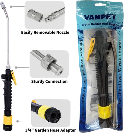 RV Water Heater Tank Rinser,Metal Tube Water Tank Flusher,Powerful Water Spray,Flushes and Removes Sediment and Scale from RV Water Heater (Flush Wand)
