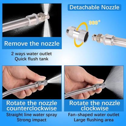 RV Water Heater Tank Rinser,Metal Tube Water Tank Flusher,Powerful Water Spray,Flushes and Removes Sediment and Scale from RV Water Heater (Flush Wand)