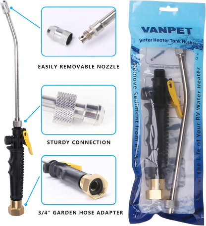 RV Water Heater Tank Rinser,Metal Tube Water Tank Flusher,Powerful Water Spray,Flushes and Removes Sediment and Scale from RV Water Heater (Flush Wand)