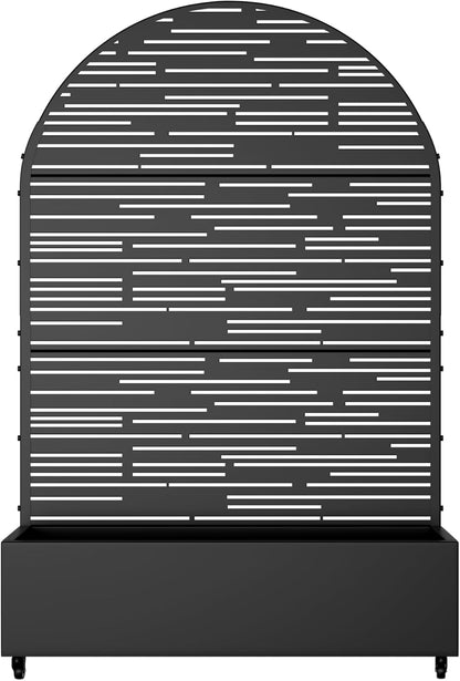 Casaphoria Metal Raised Garden Bed with Trellis and Wheels, 72"x47"x16" Planter Box for Climbing Plants, Vegetables & Vines, Features Drainage Holes and Privacy Screen (Black-Louver) - Colors A