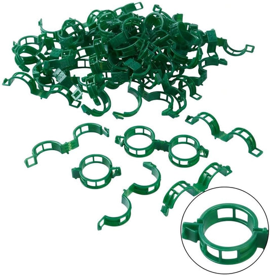 100Pcs Plant Support Clips - Plastic Stem Clips for Climbing Plants, Tomato Vines, Grape Vegetables, Secure & Reusable Garden Clips (Green)