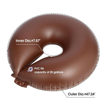 TezhiIe 2 Pack 25 Gallon Tree Watering Bags, Brown Reusable PVC Watering Donuts for Trees, Deep Root & Low-Profile Slow Release Watering Ring Bag, for Newly Planted, Multi-Trunk or Evergreen Tree