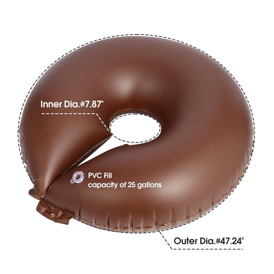 TezhiIe 2 Pack 25 Gallon Tree Watering Bags, Brown Reusable PVC Watering Donuts for Trees, Deep Root & Low-Profile Slow Release Watering Ring Bag, for Newly Planted, Multi-Trunk or Evergreen Tree