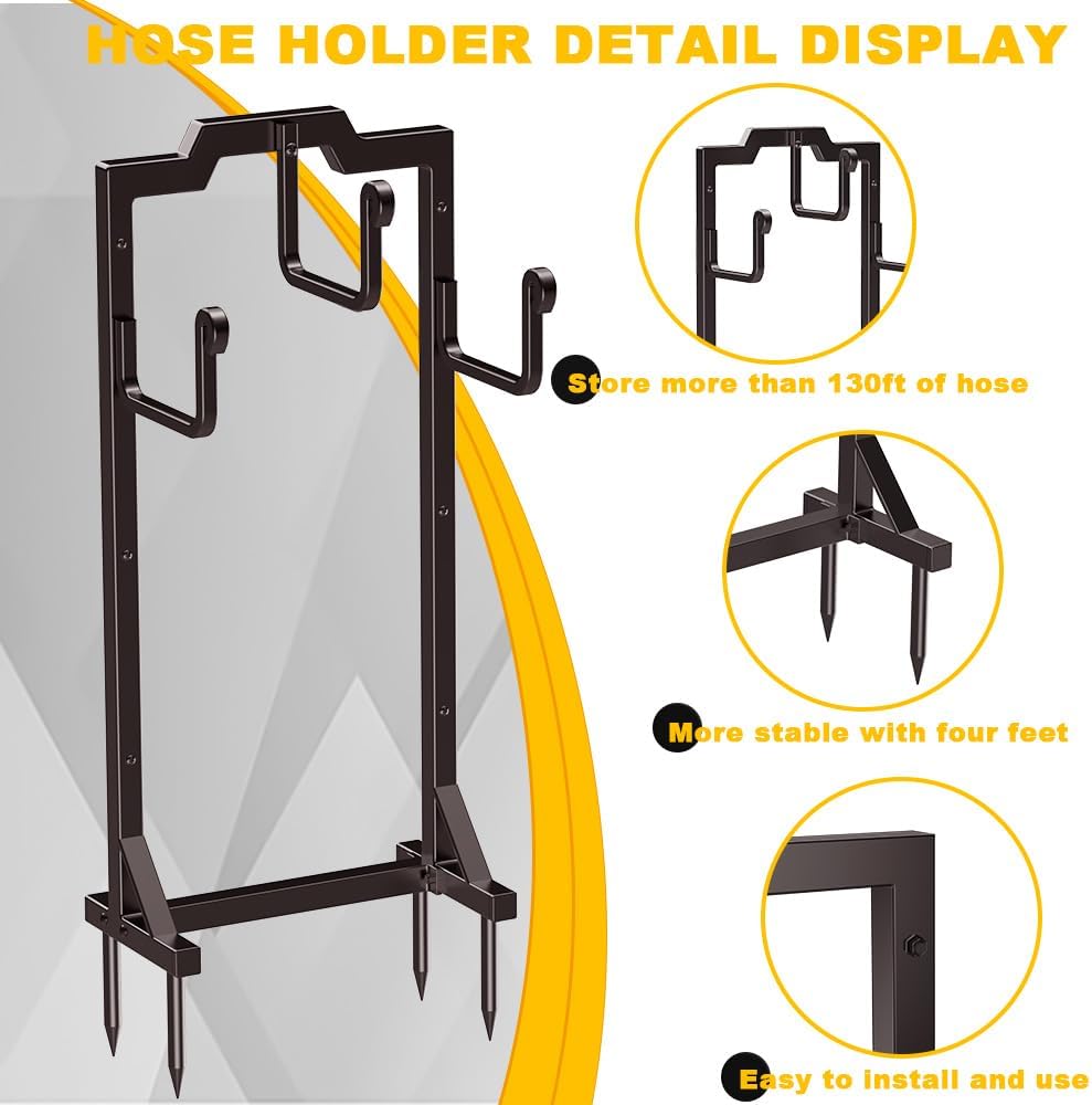 Skycarper Garden Hose Reel Holder Water Hose Hanger Organizer Stand,Black