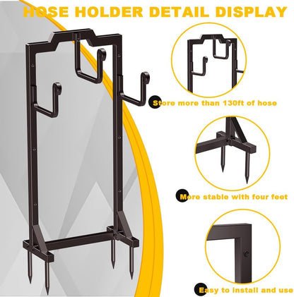 Skycarper Garden Hose Reel Holder Water Hose Hanger Organizer Stand,Black