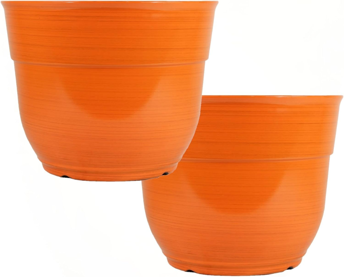 Garden Elements Indoor/Outdoor Glazed Brushed Happy Plastic Planter, Large, Bright Pink, 15"