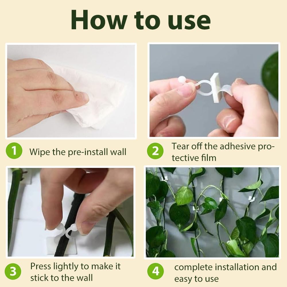 2026 New Self-Adhesive Vine Support Binding Clip Invisible Plant Fixation Hooks for Gardening,Plant Wall Clips for Climbing Plants, Wire Cable Storage Management (White, 100pcs)