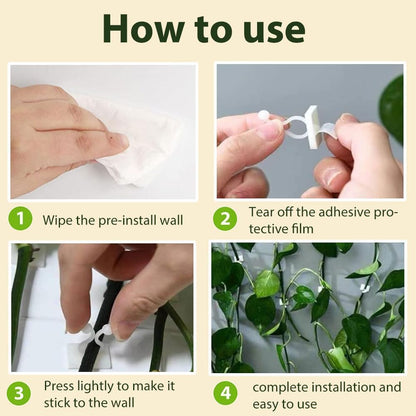 2026 New Self-Adhesive Vine Support Binding Clip Invisible Plant Fixation Hooks for Gardening,Plant Wall Clips for Climbing Plants, Wire Cable Storage Management (White, 100pcs)