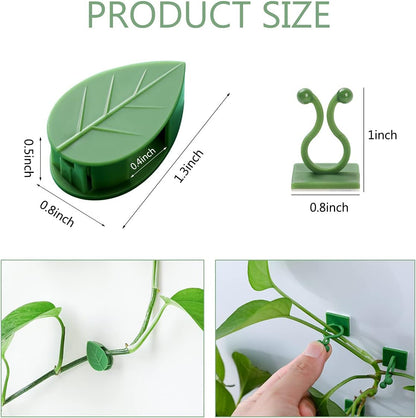 LUCKJUJU 100 Pcs Plant Climbing Wall Fixture Clips Self-Adhesive Hook Vines Traction Clips Invisible Holder Garden Green Leaf Simulation Self-Adhesive Hook Wire Fixing Supporting
