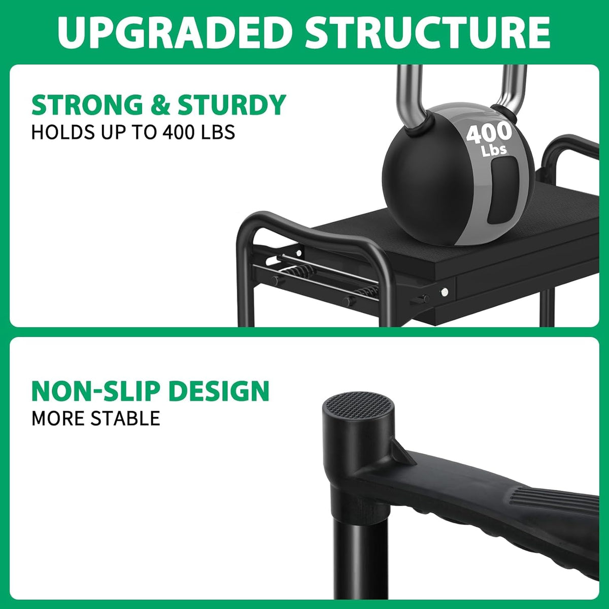 TomCare Garden Kneeler and Seat 10.64” Wider Larger Soft Kneeling Pad Garden Bench with 2 Large Tool Pouches Heavy Duty Garden Stool Foldable Tools Gardening Gifts for Women Men Gardeners