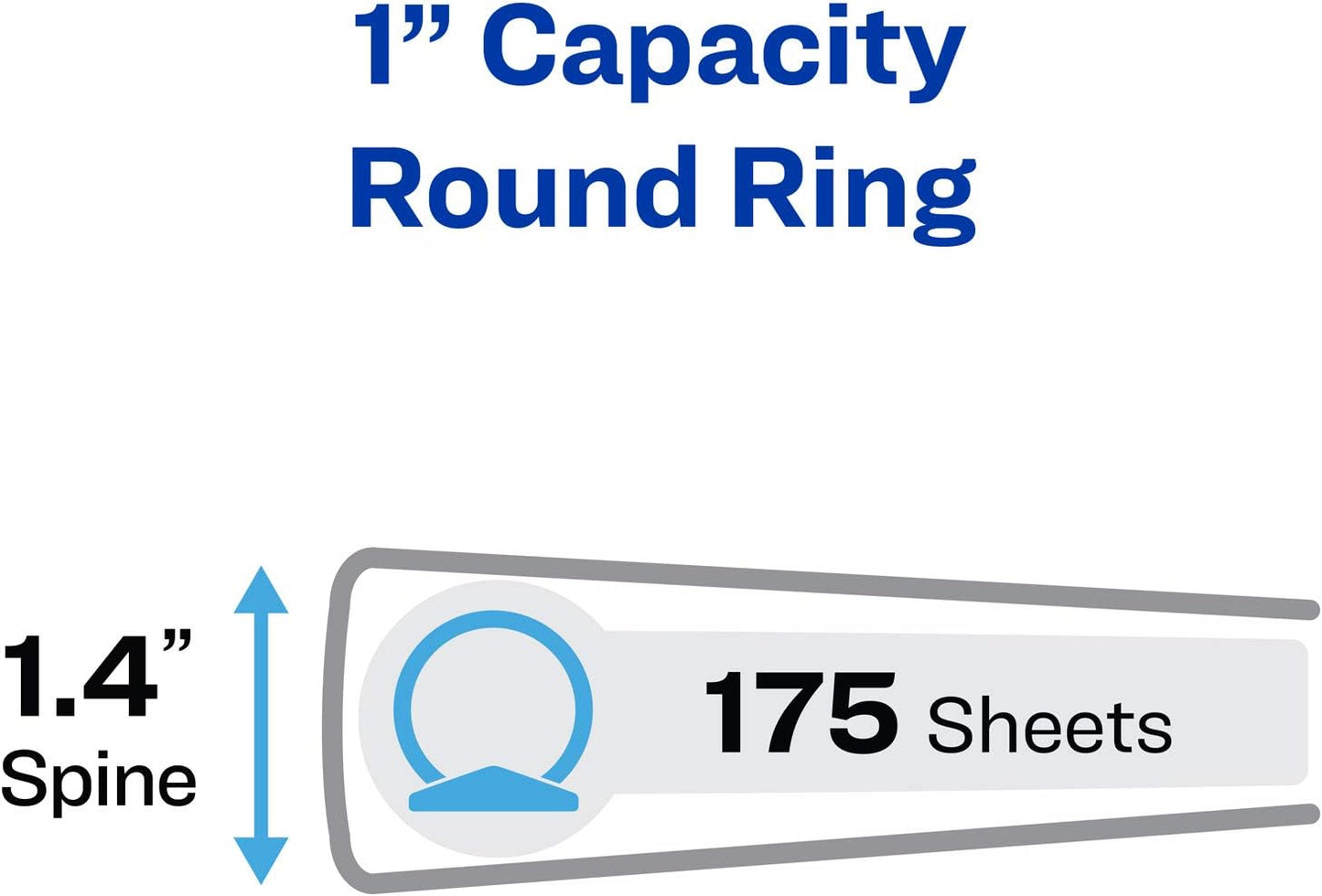 Avery Standard 3 Ring Binder, 1" Round Rings, 175-Sheet Capacity, 1.4 Inch Wide Spine, 1 Black Binder, Ideal for Lightweight Organization and Occasional Referencing (03301)