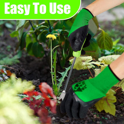 2 Pcs Weed Puller Tool Set with Gloves V Shaped Forks Metal Base