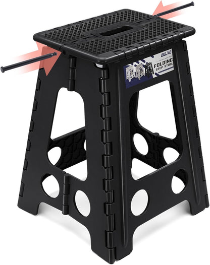 Folding Step Stool 13 Inch,300 Lbs Step Stool for Adults Black