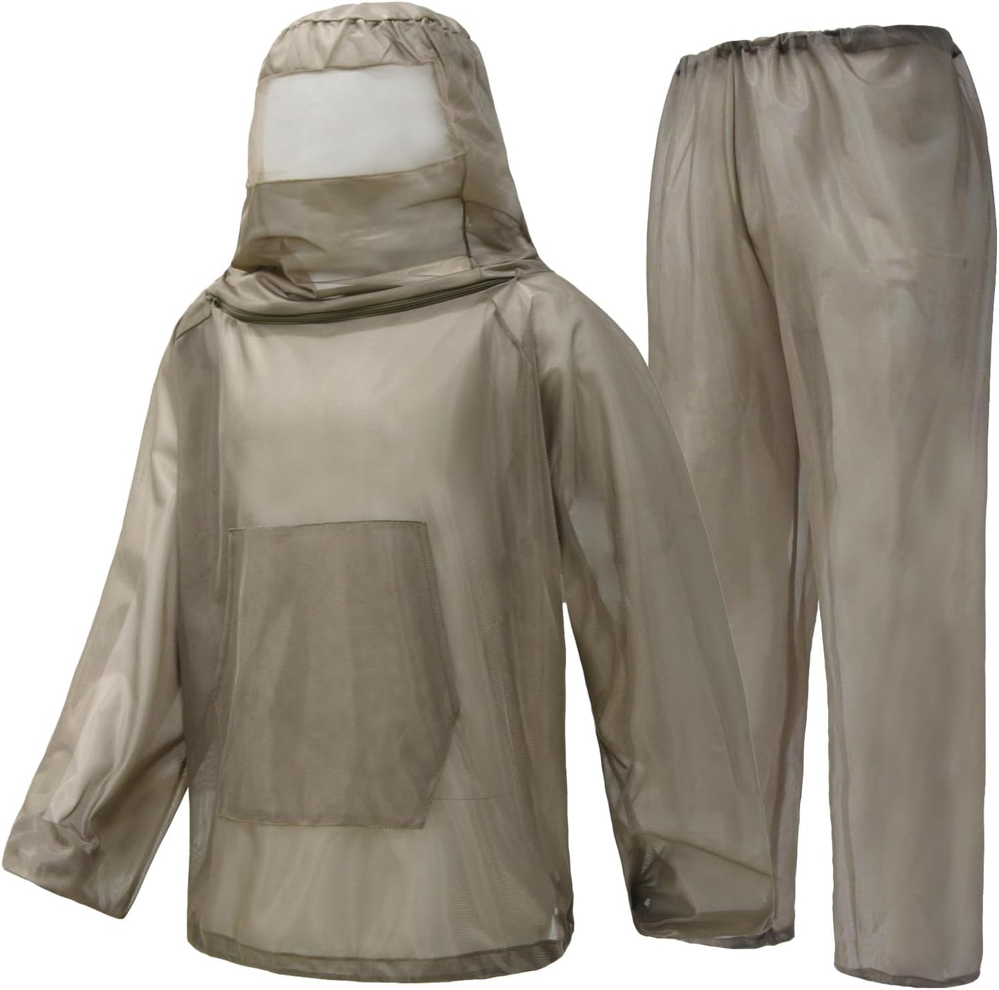Mosquito Netting Suit Bug Net Mesh Clothing with Hood Outdoor Garden Hunting Camo Protection from Fly Insects Bugs