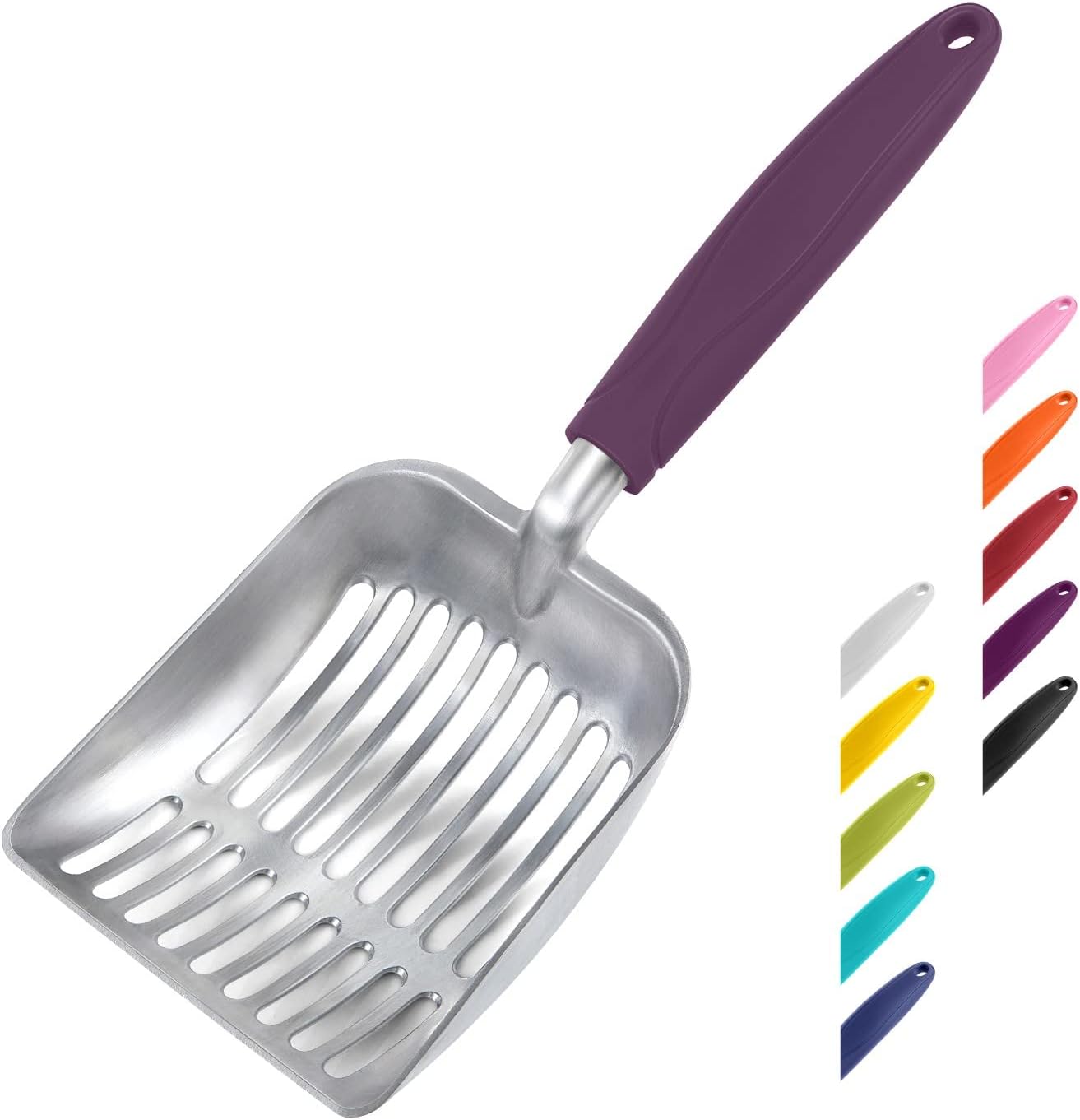 Cat Litter Scoop, Aluminum Alloy Sifter, Kitty Metal Scooper, Deep Shovel, Long Handle, Poop Sifting, Kitten Pooper Lifter, Durable, Heavy Duty, for Litter Box