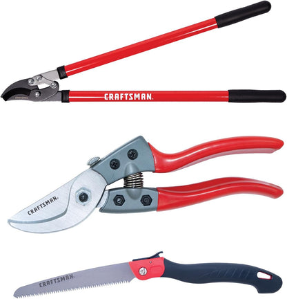 Shrub and Branch Pruning Bundle: Bypass Lopper, Bypass Pruner, and 8-Inch Folding Saw