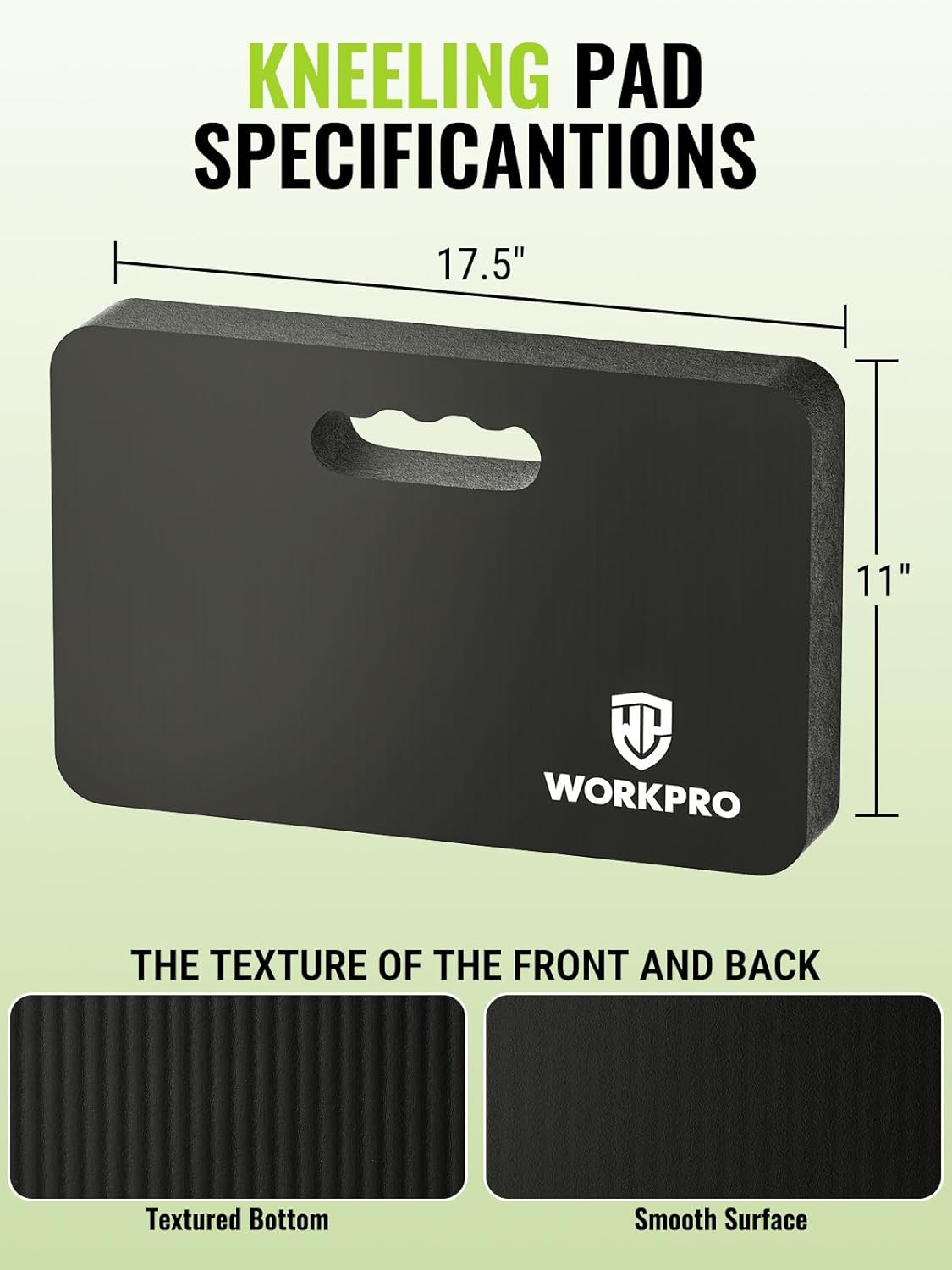 WORKPRO Extra Thick Kneeling Pad, Soft NBR Foam Cushioning for Knee, Large Foam Kneeler Mat for Gardening, Bathing Baby, Exercise, Workout Supplies, 17.5 x 11 x 1.5 in, Black