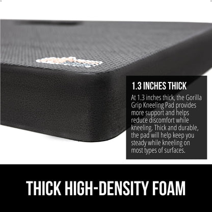 GORILLA GRIP® Extra Thick Patent Pending Supportive Foam Kneeling Pad, Large Cushion Knee Pads for Gardening, Baby Bath Time, Dirt and Water Resistant, Workout and Garden Supplies, 17.5x11, Black