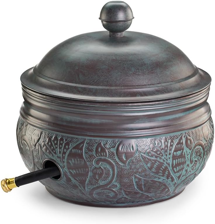 Good Directions Cypress Hose Pot with Lid, Blue Verde, Holds up to 200' of Hose