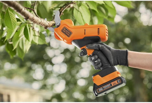 BLACK+DECKER 20V MAX* Cordless Pruner Electric Pruning Shears, Battery and Charger Included, 900 Cuts Per Charge, Electric Pruner, Tool Free Blade Change (BCPR320C1)