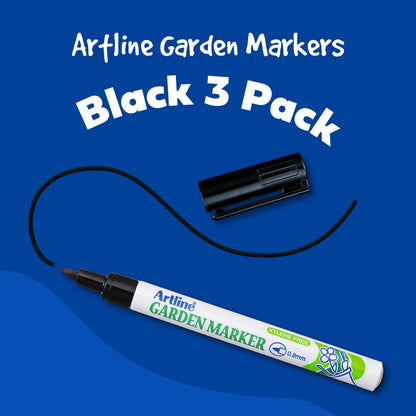 Artline 780 Garden Markers for Outdoor | Waterproof | Black | 0.8 mm Writing Width | Convenient 3 Pack