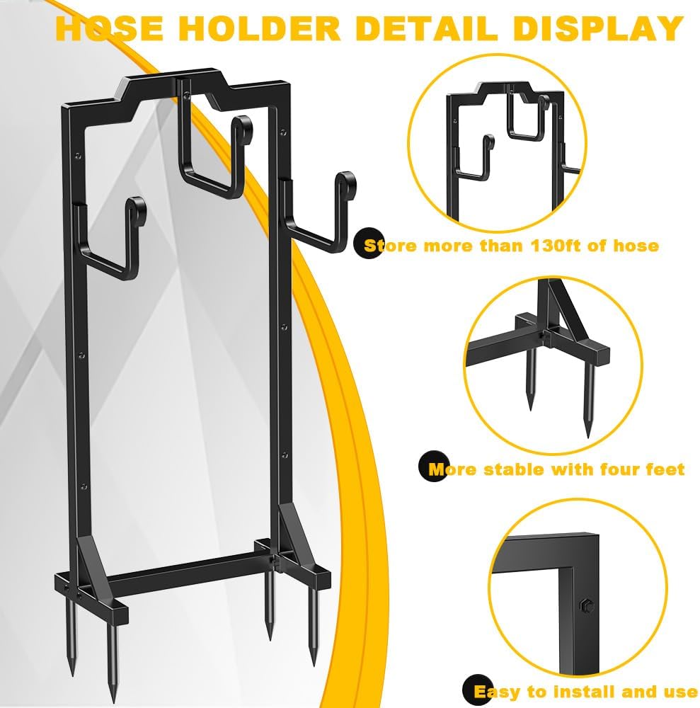Skycarper Garden Hose Reel Holder Water Hose Hanger Organizer Stand,Black